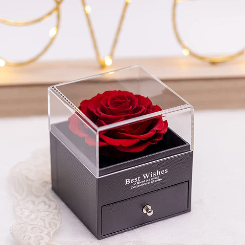Rosa Eterna con Carta y Collar de Oro14k