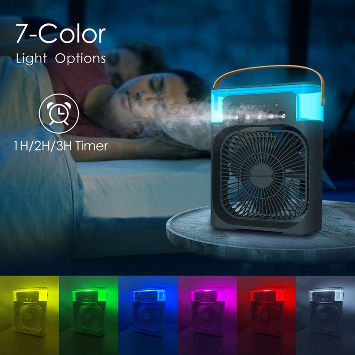 Aire Acondicionado Portátil 3 en 1 – Humidificador de Hielo y Luz LED