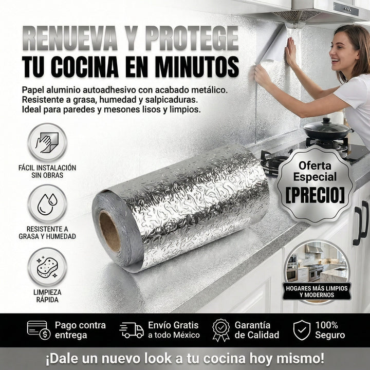 2X1 AlumiClean - Aluminio Impermeable Autoadhesivo para cocina