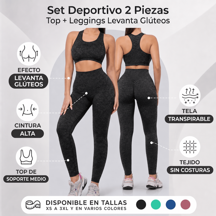 OFERTA 2X1 Set Deportivo 2 Piezas Top + Leggings