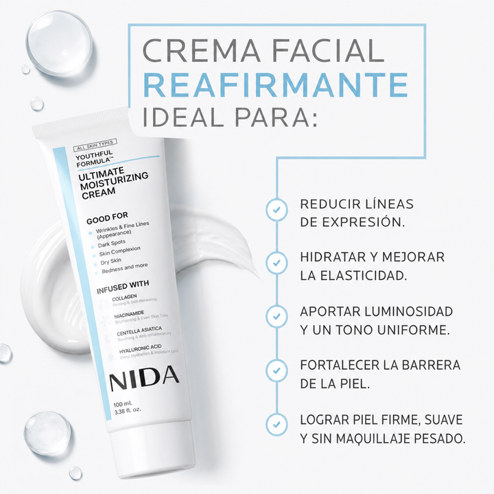 Crema Hidratante Nida con Colágeno y Ácido Hialurónico