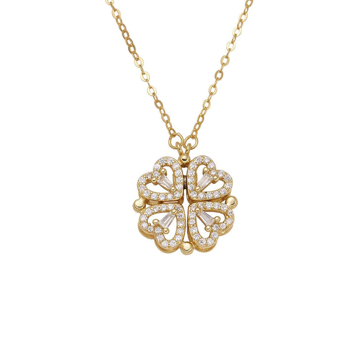 Collar Elegante - Trébol & Corazones de Oro14K